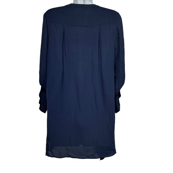 Chicos Blue Sheer Roll Tab Long Sleeve Tunic Top Blouse Size 0 - Picture 2 of 4